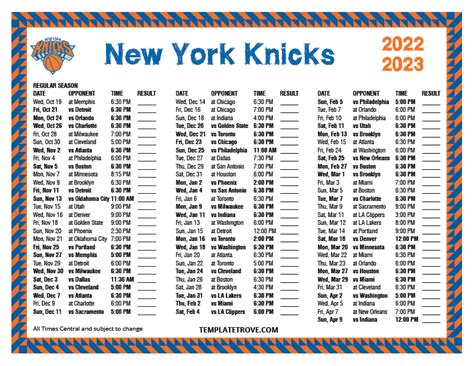 Knicks Calendar
